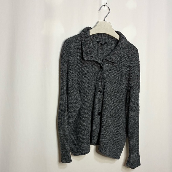 Eileen Fisher Peruvian Organic Cotton High Collar Cardigan - Picture 5 of 8